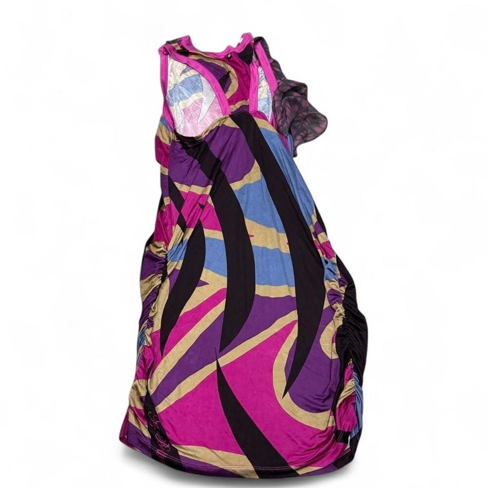 Apple Bottom Purple, black, and gold abstract geometric print maxi dress - Picture 2 of 7